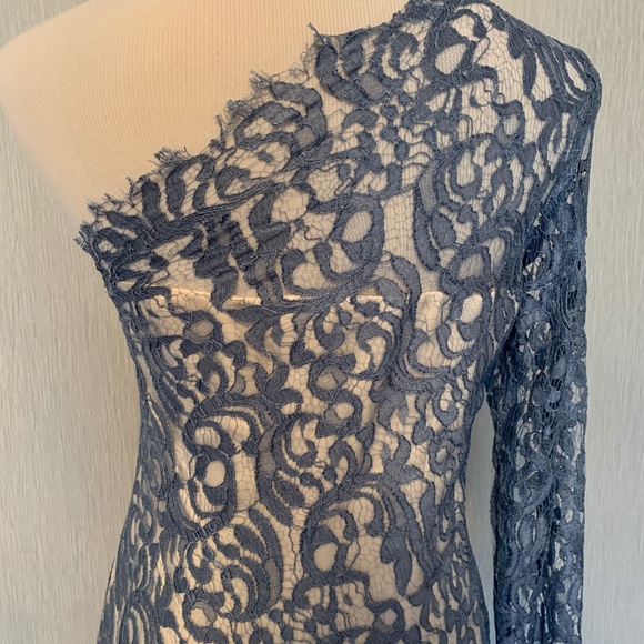 NEW Custom Lace Dress Authentic Valentino Fabric Size 6-8 Slate Blue - Picture 6 of 9